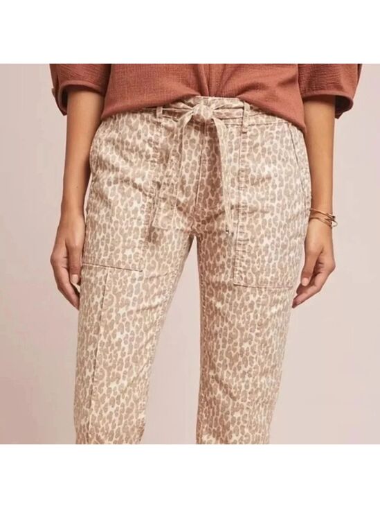 Anthropologie Pilcro Wanderer Cropped Utility Pants Leopard Animal Print 27 NWT - Picture 4 of 14